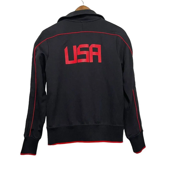 Nike Team USA Soccer Full-Zip Jacket Size Medium Black Red Trim Athletic - Picture 2 of 6